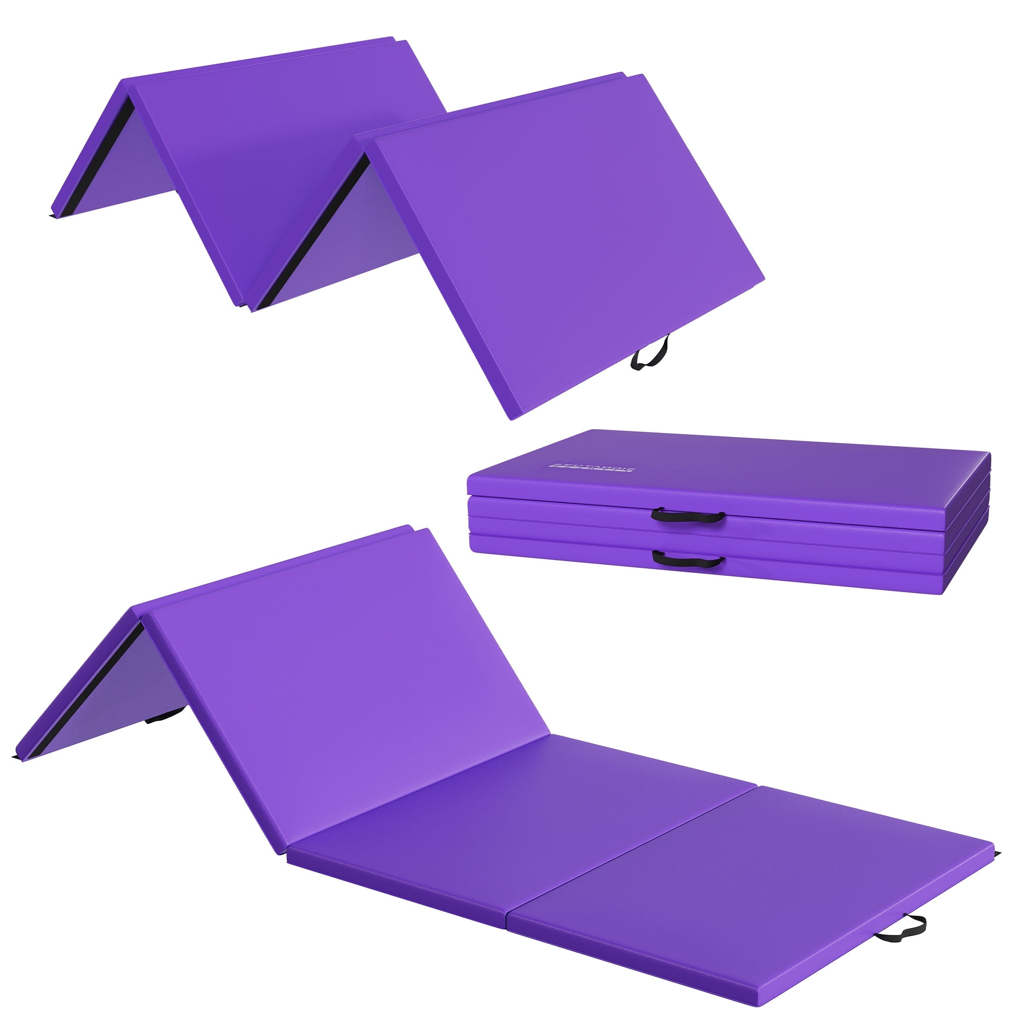 Fitvids 10ft x 4ft Foldable Train Mat – 4-Fold Design with Carrying Handles for Yoga, MMA, Gymnastics, and House Health club Flooring – 2-inch Thick, Purple