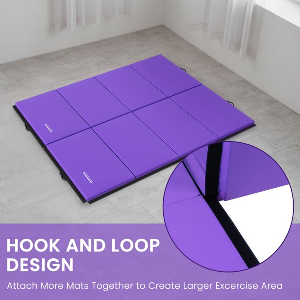 Fitvids 10ft x 4ft Foldable Train Mat - 4-Fold Design with Carrying Handles for Yoga, MMA, Gymnastics, and House Health club Flooring - 2-inch Thick, Purple