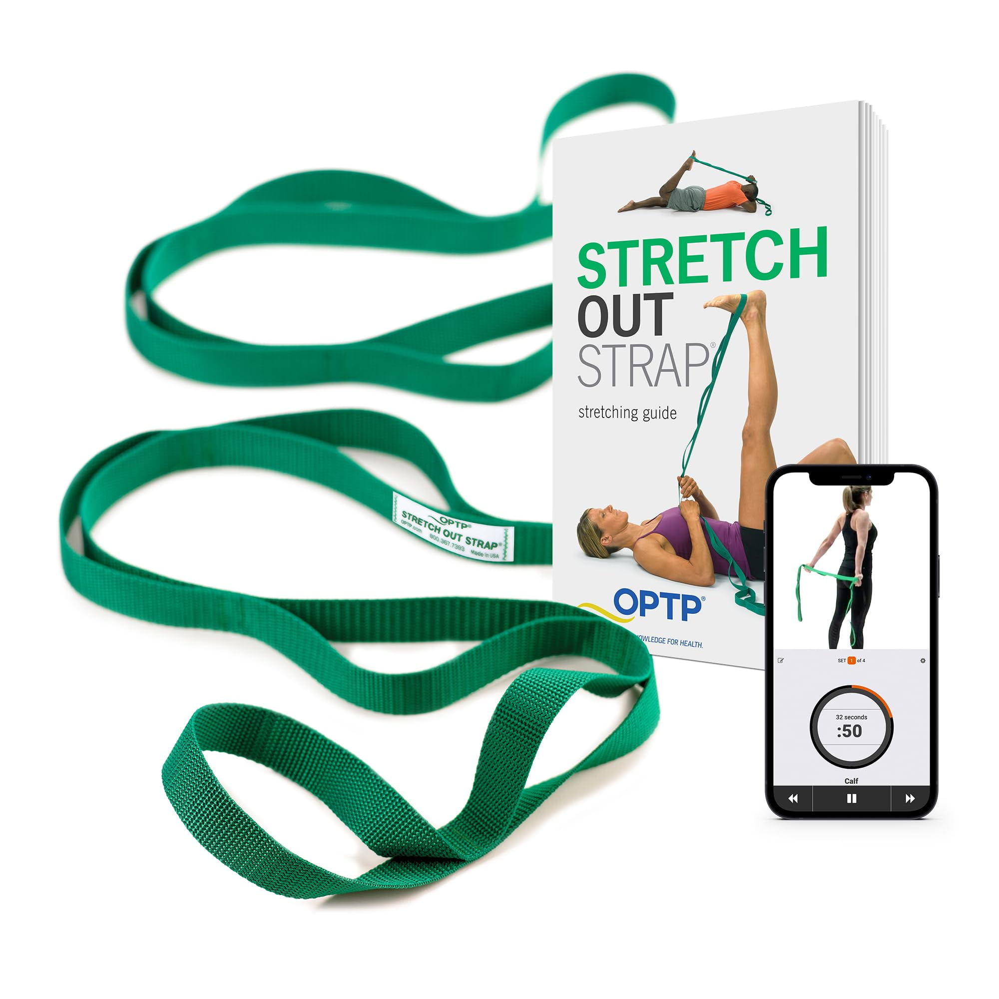 OPTP Unique Stretch Out Strap with Train Information – Premium Alternative for Bodily Remedy, Yoga Stretching, and Knee Rehabilitation